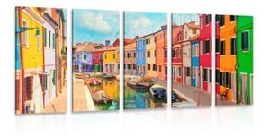5-dielny obraz pastelové domčeky v mestečku - 100x50