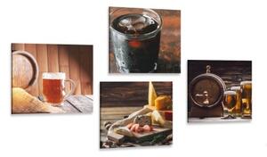 Set obrazov nápoje s chutným občerstvením - 4x 40x40