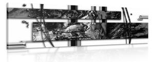 Obraz luxusná abstrakcia v čiernobielom prevedení - 120x40