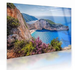 Sklenený obraz - Pláž Navagio, Grécko (70x50 cm)