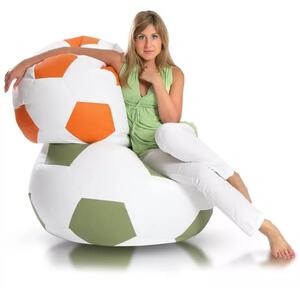 XXXL sedací vak v tvare futbalovej lopty z ekokože ekokoža: E4 - Oranžová pomaranč