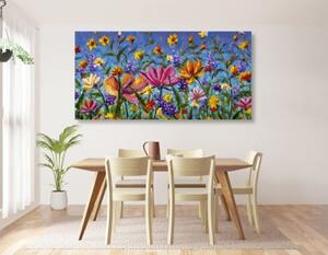 Obraz farebné kvety na lúke - 100x50