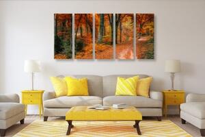 5-dielny obraz les v jesennom období - 100x50