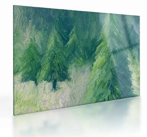 Sklenený obraz - Maľované ihličnany (70x50 cm)