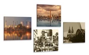 Set obrazov priemyselné mesto s abstrakciou - 4x 40x40
