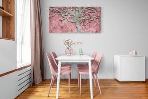 Obraz abstraktný strom na dreve s ružovým kontrastom - 100x50