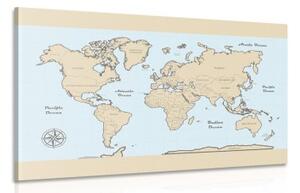 Obraz mapa sveta s béžovým okrajom - 60x40