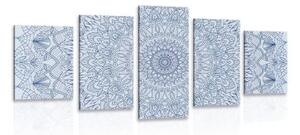 5-dielny obraz detailná ozdobná Mandala v modrej farbe - 100x50