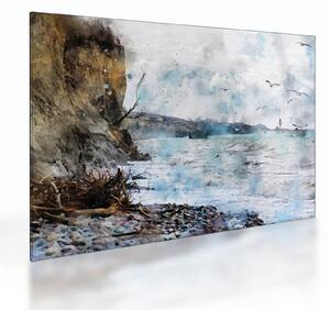 Sklenený obraz - Útes, akvarel (70x50 cm)