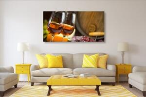 Obraz ružové víno v pohároch - 100x50