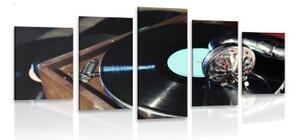 5-dielny obraz gramofón s vinylovou platňou - 100x50