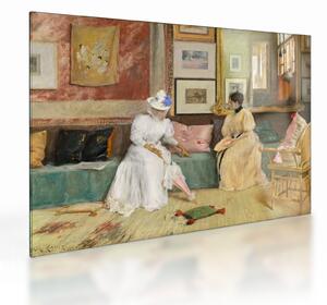 Sklenený obraz - William Merritt Chase, A Friendly Call, reprodukcia (70x50 cm)