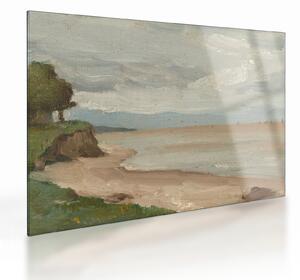 Sklenený obraz - Jean-Baptiste-Camille Corot, Beach Near Etretat, reprodukcia (70x50 cm)