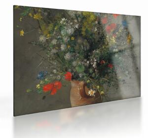Sklenený obraz - Auguste Renoir, Flowers in a Vase, reprodukcia (70x50 cm)