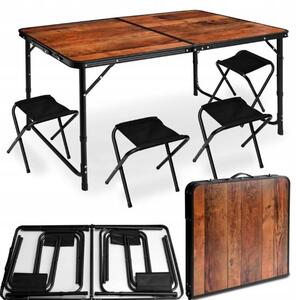 Bestent Kempingový stôl 120x60cm a 4 stoličky imitácia dreva