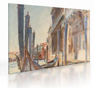 Sklenený obraz - John Singer Sargent, Gondola Moorings on the Grand Canal, reprodukcia (70x50 cm)