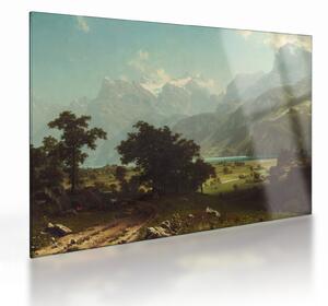Sklenený obraz - Albert Bierstadt, Lake Lucerne, reprodukcia (70x50 cm)