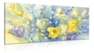 Obraz akvarelové žlté tulipány - 100x50