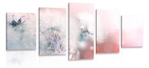 5-dielny obraz púpava s abstraktnými prvkami - 100x50