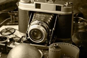 Obraz starý fotoaparát v sépiovom prevedení - 60x40