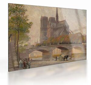 Sklenený obraz - Robert William Vonnoh, Notre Dame de Paris, reprodukcia (70x50 cm)