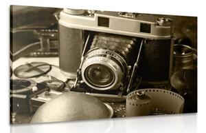 Obraz starý fotoaparát v sépiovom prevedení - 120x80