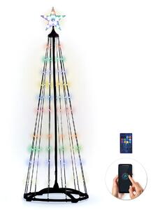 Solight smart vánoční stromek, 150 LED, 1,5m, IP44, RGB, dálkový ovladač + BT aplikace