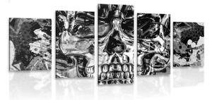 5-dielny obraz umelecká lebka v čiernobielom prevedení - 100x50