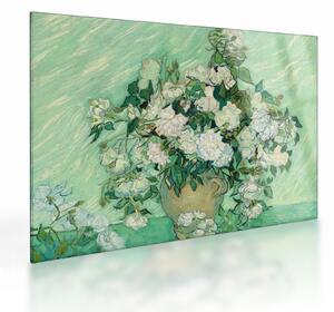 Sklenený obraz - Vincent van Gogh, Roses, reprodukcia (70x50 cm)