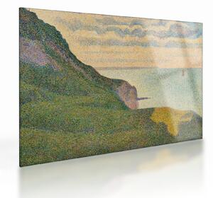 Sklenený obraz - Georges Seurat, Seascape at Port-en-Bessin, Normandy, reprodukcia (70x50 cm)