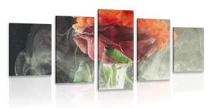 5-dielny obraz ruža s abstraktnými prvkami - 100x50