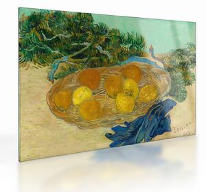 Sklenený obraz - Vincent van Gogh, Still Life of Oranges and Lemons with Blue Gloves, reprodukcia (70x50 cm)