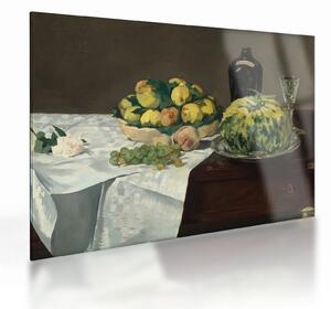 Sklenený obraz - Edouard Manet, Still Life with Melon and Peaches, reprodukcia (70x50 cm)
