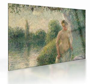 Sklenený obraz - Camille Pissarro, The Bather, reprodukcia (70x50 cm)