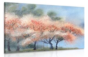 Obraz kvitnúce stromy v akvarelovom prevedení - 120x80
