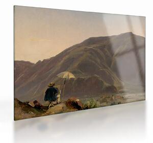 Sklenený obraz - Jules Coignet, View of Bozen with a Painter, reprodukcia (70x50 cm)