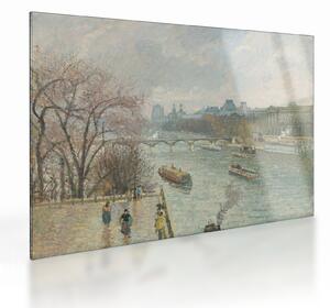 Sklenený obraz - Camille Pissarro, The Louvre, Afternoon, Rainy Weather, reprodukcia (70x50 cm)