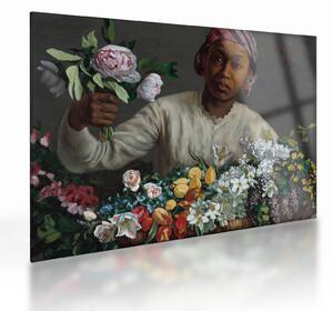 Sklenený obraz - Frédéric Bazille, Young Woman with Peonies, reprodukcia (70x50 cm)