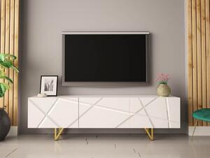 Mirjan24 TV stolík 180 Nivotis 01, Farba: biela / biely lesk 5903211195839