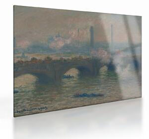 Sklenený obraz - Claude Monet, Waterloo Bridge, Gray Day, reprodukcia (70x50 cm)