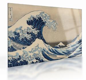Sklenený obraz - Katsushika Hokusai, Under the Wave off Kanagawa, reprodukcia (70x50 cm)