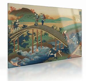 Sklenený obraz - Katsushika Hokusai, Ariwara no Narihirafrom the series One Hundred, Poems Explained by the Nurse (Hyakunin isshu uba ga etoki), repro (70x50 cm)