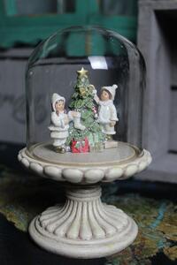 Krémová vianočná dekorácia detí so stromčekom