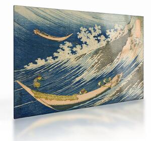 Sklenený obraz - Katsushika Hokusai, Fishing Boats at Choshi in Shimosa (Soshu Choshi) , reprodukcia (70x50 cm)