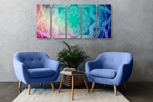 5-dielny obraz pastelová Mandala - 100x50