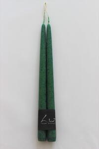 Zelená kónická sviečka SMARAGD GREEN 2ks 30cm