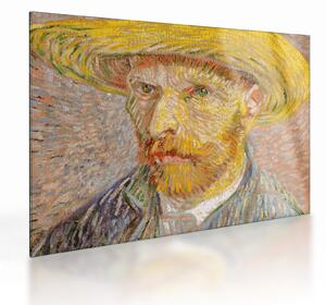 Sklenený obraz - Vincent van Gogh, Self-Portrait with a Straw Hat (The Potato Peeler), reprodukcia (70x50 cm)
