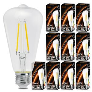 10x LED žiarovka E27 6W 660lm 3000k vláknová retro st64