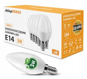6x LED žiarovka E14 3W 260lm - neutrálna biela