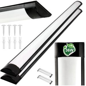 LED panelové svietidlo na prisadenú stropnú montáž 2x 36W 120cm čierna 4500k